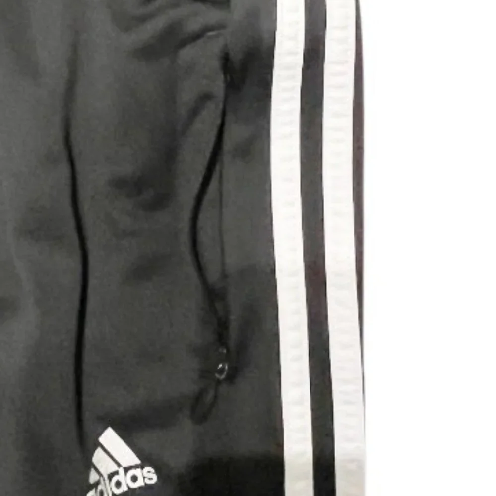 Adidas Size Youth Large Track Pants Sweatpants Black w/ White 3 Stripes